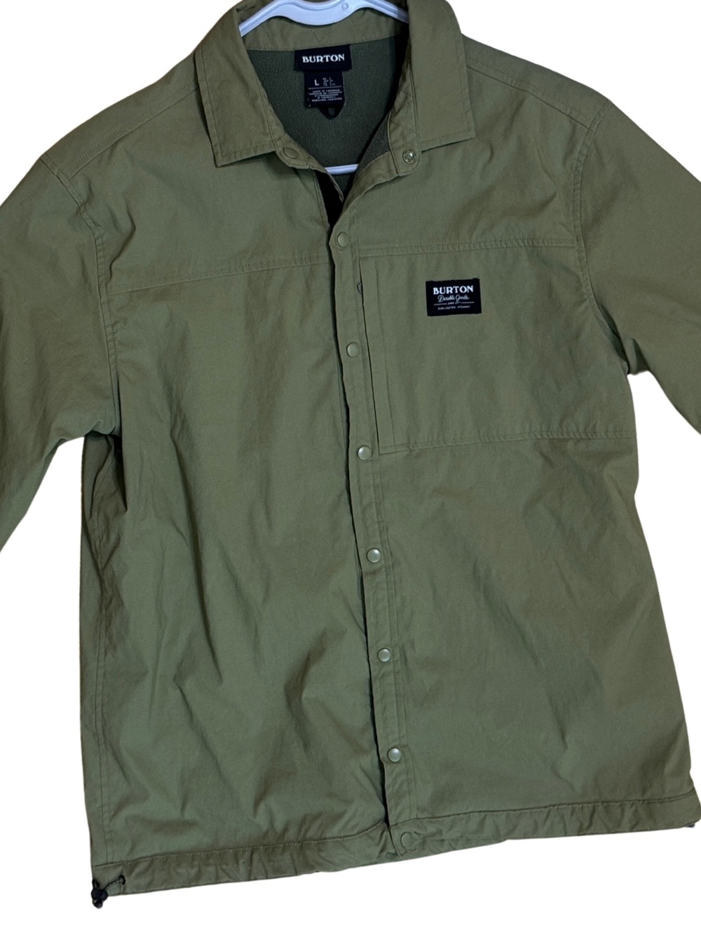 Burton Olive Green Lightweight Button-Up Shirt Jacket